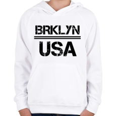 PRINTFASHION Usa brooklyn - Gyerek kapucnis pulóver - Fehér
