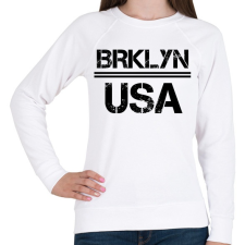 PRINTFASHION Usa brooklyn - Női pulóver - Fehér női pulóver, kardigán