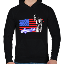 PRINTFASHION usa liberty - Férfi kapucnis pulóver - Fekete férfi pulóver, kardigán