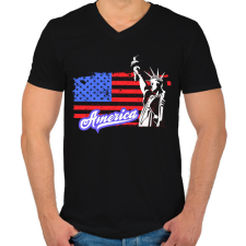 PRINTFASHION usa liberty - Férfi V-nyakú póló - Fekete férfi póló