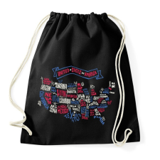 PRINTFASHION USA - rajzos térkép - Amerikai Egyesült Államok - Sportzsák, Tornazsák - Fekete tornazsák