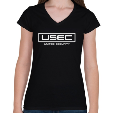 PRINTFASHION USEC - United Security - Női V-nyakú póló - Fekete