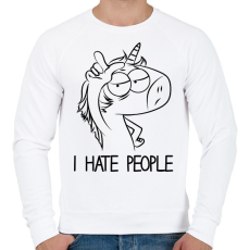 PRINTFASHION Utálom az embereket - Férfi pulóver - Fehér