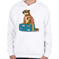 PRINTFASHION Utazó vidra - Gyerek kapucnis pulóver - Fehér gyerek pulóver, kardigán