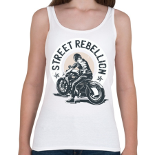 PRINTFASHION Utcai motoros - street rebellion - Női atléta - Fehér női trikó