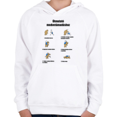 PRINTFASHION Útmutató medve támadásokhoz - Gyerek kapucnis pulóver - Fehér