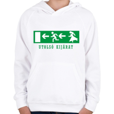 PRINTFASHION Utolsó kijárat - Gyerek kapucnis pulóver - Fehér