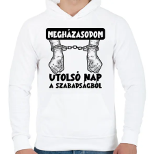 PRINTFASHION Utolsó nap a szabadságból fekete - Férfi kapucnis pulóver - Fehér férfi pulóver, kardigán
