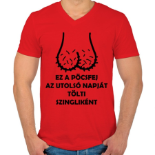 PRINTFASHION Utolsó napok - Férfi V-nyakú póló - Piros férfi póló