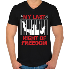 PRINTFASHION Utolsó szabad éjszaka 2 - Legénybúcsú - Férfi V-nyakú póló - Fekete férfi póló