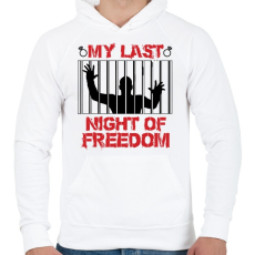 PRINTFASHION Utolsó szabad éjszaka - Legénybúcsú - Férfi kapucnis pulóver - Fehér