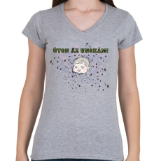 PRINTFASHION Úton az unokám! - Női V-nyakú póló - Sport szürke