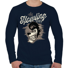 PRINTFASHION Üvöltés - Férfi hosszú ujjú póló - Sötétkék