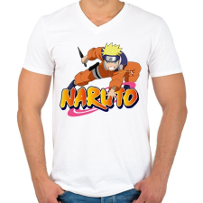 PRINTFASHION Uzumaki Naruto - Férfi V-nyakú póló - Fehér férfi póló