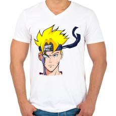 PRINTFASHION Uzumaki Naruto - Férfi V-nyakú póló - Fehér
