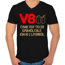 PRINTFASHION V8 benzin - Férfi V-nyakú póló - Fekete férfi póló