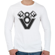PRINTFASHION V8 Engine - Férfi hosszú ujjú póló - Fehér