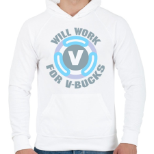 PRINTFASHION V-buck - Férfi kapucnis pulóver - Fehér férfi pulóver, kardigán