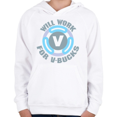 PRINTFASHION V-buck - Gyerek kapucnis pulóver - Fehér