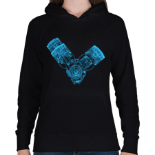 PRINTFASHION v engine xray - Női kapucnis pulóver - Fekete női pulóver, kardigán