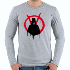 PRINTFASHION V for vendetta - Férfi hosszú ujjú póló - Sport szürke férfi póló