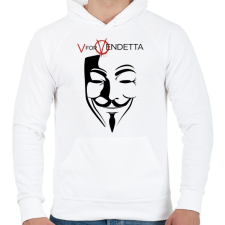 PRINTFASHION V for Vendetta - Férfi kapucnis pulóver - Fehér férfi pulóver, kardigán