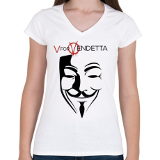 PRINTFASHION V for Vendetta - Női V-nyakú póló - Fehér