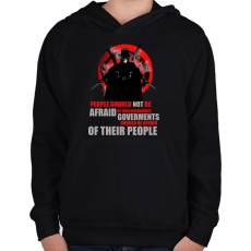 PRINTFASHION v for vendetta quotes - Gyerek kapucnis pulóver - Fekete