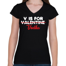 PRINTFASHION V is for Vodka - Női V-nyakú póló - Fekete