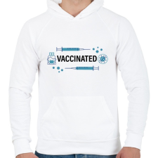 PRINTFASHION Vaccinated - beoltva - covid 19 - Férfi kapucnis pulóver - Fehér férfi pulóver, kardigán