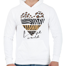 PRINTFASHION Vad szerelem - Férfi kapucnis pulóver - Fehér férfi pulóver, kardigán