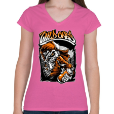 PRINTFASHION Vadak - Női V-nyakú póló - Rózsaszín női póló