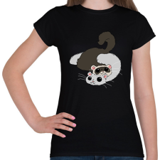 PRINTFASHION Vadas és fehér színű vadászgörény - Női póló - Fekete női póló