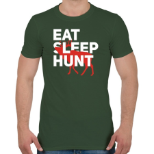 PRINTFASHION Vadász (Eat, Sleep, Hunt) - Férfi póló - Katonazöld férfi póló