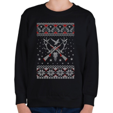 PRINTFASHION Vadász karácsony - Gyerek pulóver - Fekete gyerek pulóver, kardigán