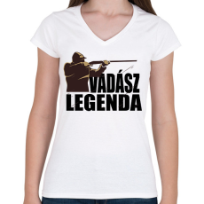PRINTFASHION Vadász Legenda - Női V-nyakú póló - Fehér