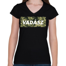 PRINTFASHION Vadász logó - Női V-nyakú póló - Fekete női póló