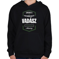 PRINTFASHION Vadász prémium minőség - Gyerek kapucnis pulóver - Fekete
