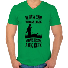 PRINTFASHION Vadász szív, vadász lélek - Férfi V-nyakú póló - Zöld férfi póló