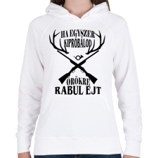 PRINTFASHION Vadászat örökre - Női kapucnis pulóver - Fehér női pulóver, kardigán