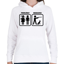 PRINTFASHION Vadászat - probléma megoldva - Női kapucnis pulóver - Fehér női pulóver, kardigán