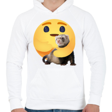 PRINTFASHION Vadászgörény - Férfi kapucnis pulóver - Fehér férfi pulóver, kardigán