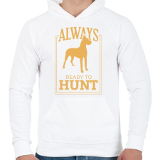 PRINTFASHION Vadászkutya - Férfi kapucnis pulóver - Fehér férfi pulóver, kardigán