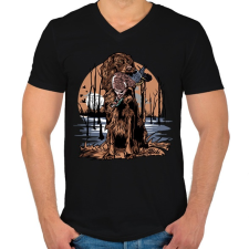 PRINTFASHION Vadászkutya zsákmánya - Férfi V-nyakú póló - Fekete férfi póló