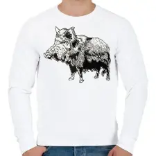 PRINTFASHION Vaddisznó - Férfi pulóver - Fehér férfi pulóver, kardigán