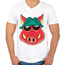 PRINTFASHION Vaddisznó - Férfi V-nyakú póló - Fehér férfi póló