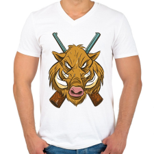 PRINTFASHION Vaddisznó - Férfi V-nyakú póló - Fehér férfi póló