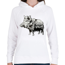 PRINTFASHION Vaddisznó - Női kapucnis pulóver - Fehér