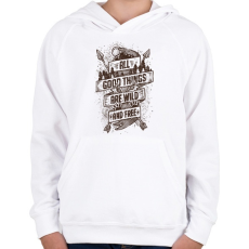 PRINTFASHION Vadon és szabadon - Gyerek kapucnis pulóver - Fehér