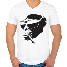PRINTFASHION Vagány majom - Férfi V-nyakú póló - Fehér férfi póló